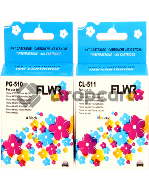 FLWR Canon PG-510/CL-511 Multipack zwart en kleur (Huismerk)