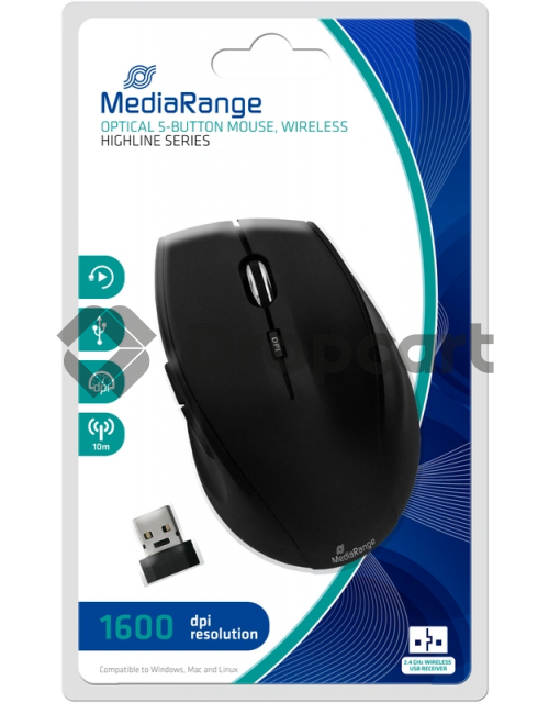 MediaRange MROS208 - Draadloze muis met 5 knoppen