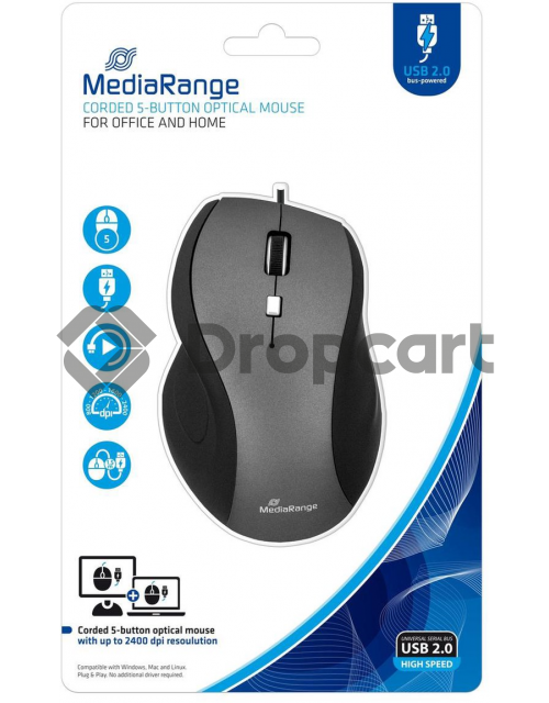 MediaRange MROS202 - Bedrade muis met 5 knoppen