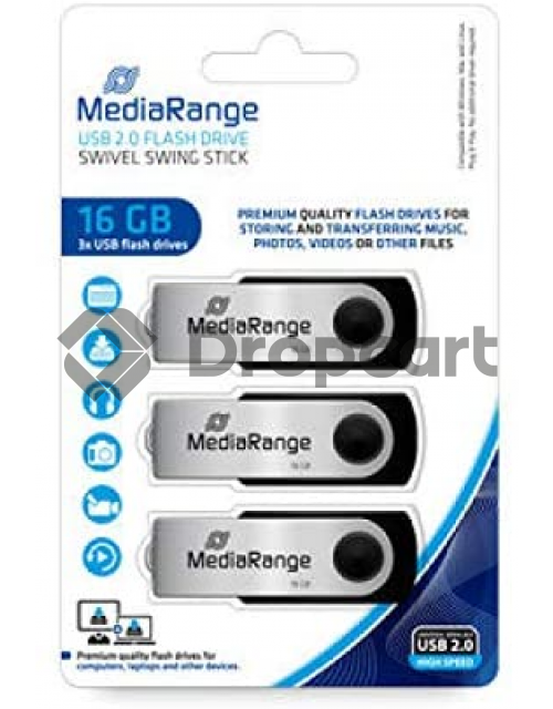 MediaRange USB flash drive 16GB 3-pack