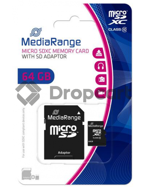 MediaRange microSDXC geheugenkaart 64GB met adapter