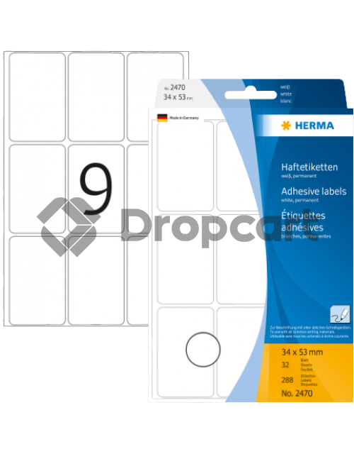 Herma 2470 Permanente papieretiket 34 x 53 mm wit