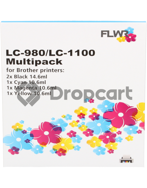 FLWR Brother LC-980 / LC-1100 Multipack zwart en kleur (Huismerk)