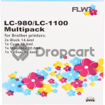 FLWR Brother LC-980 / LC-1100 Multipack zwart en kleur (Huismerk)
