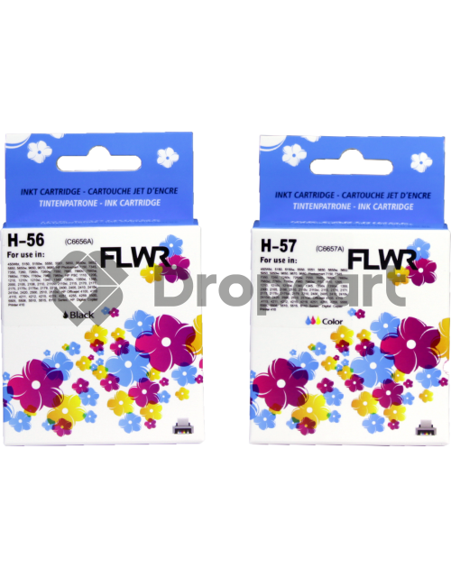 FLWR HP 56 en 57 Multipack zwart en kleur (Huismerk)