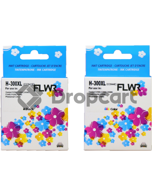 FLWR HP 300XL Multipack zwart en kleur (Huismerk)