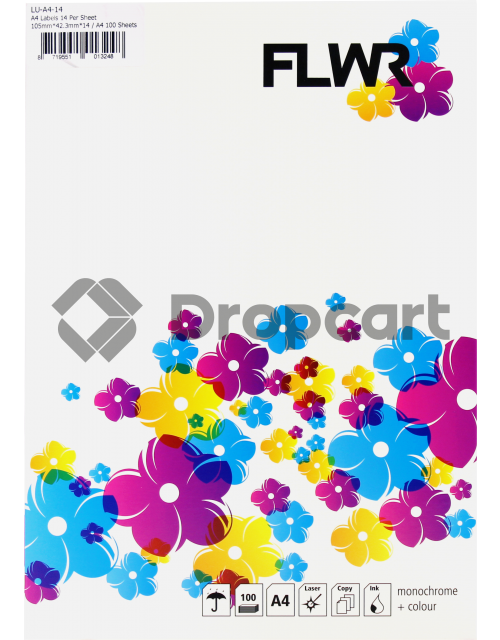 FLWR 14 stickers per A4 (Huismerk)
